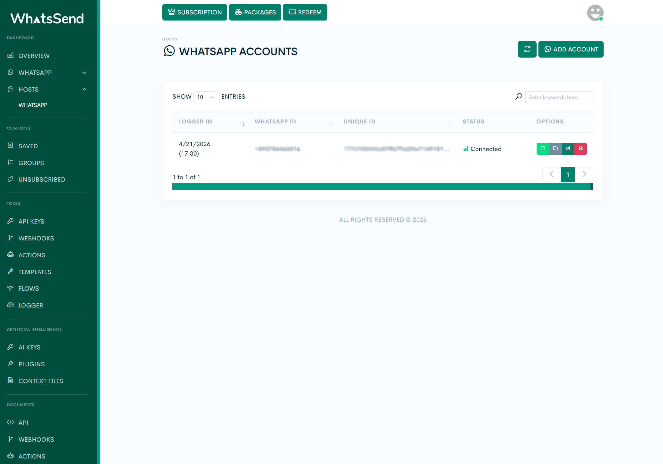 Screenshot: WhatsApp inbox and conversations in Whatssend